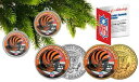 シンシナティ ベンガルズ カラー化された JFK ハーフダラー 2 コイン セット NFL クリスマス オーナメント CINCINNATI BENGALS Colorized JFK Half Dollar 2-Coin Set NFL Christmas Ornaments(3)