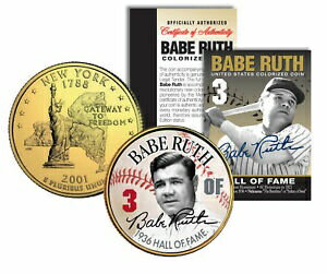 【極美品/品質保証書付】 アンティークコイン 金貨 BABE RUTH * Hall of Fame * Legends Colorized New York Quarter Gold Plated Coin [送料無料] #gcf-wr-3427-1122