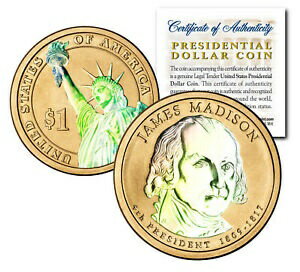 ڶ/ʼݾڽա ƥ Ų HOLOGRAM 2-sided 2007 JAMES MADISON Presidential $1 Dollar U.S. President Coin [̵] #ocf-wr-3427-1248