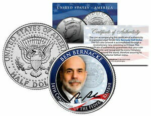 ベン・バーナンキ *第 14 代連邦準備制度理事会* JFK ハーフダラー US カラー化コイン BEN BERNANKE *14th Chairman Federal Reserve* JFK Half Dollar US Colorized Coin