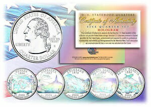 【極美品/品質保証書付】 アンティークコイン コイン 金貨 銀貨 [送料無料] 2006 US Statehood Quarters HOLOGRAM *** 5-Coin Complete Set *** w/Capsules & COA