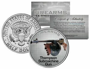【極美品/品質保証書付】 アンティークコイン 硬貨 THOMPSON SUBMACHINE GUN Firearm JFK Kennedy Half Dollar U.S. Colorized Coin [送料無料] #ocf-wr-3427-625