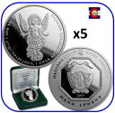 2017 ウクライナ大天使ミカエル シルバー 1 オンス プルーフ コイン COA & OGP 付き - 5 セット 2017 Ukraine Archangel Michael Silver 1 oz PROOF Coin with COA & OGP - 5 Sets(3)