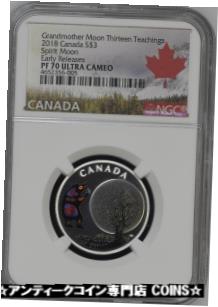 ڶ/ʼݾڽա ƥ    [̵] BEAR MOON GRANDMOTHER MOON 13 TEACH 2018 CANADA $3 SILVER COIN NGC PF70