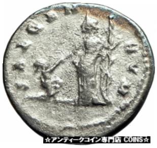 【極美品/品質保証書付】 アンティークコイン コイン 金貨 銀貨 [送料無料] CARACALLA 199AD Ancient Silver Roman Coin Salus Health w kneeling citizen i76239