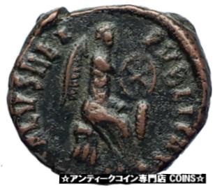 【極美品/品質保証書付】 アンティークコイン コイン 金貨 銀貨 送料無料 AELIA FLACILLA Theodosius I Wife 383AD Ancient Roman Coin VICTORY CHI-RHO i69932