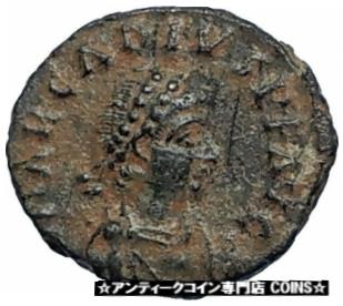 ڶ/ʼݾڽա ƥ    [̵] ARCADIUS Authentic 383AD Ancient Roman Coin w VICTORY ANGEL Staurogram i67201