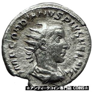 ڶ/ʼݾڽա ƥ    [̵] GORDIAN III 243AD Authentic Original Ancient Silver Roman Coin Victory i59214