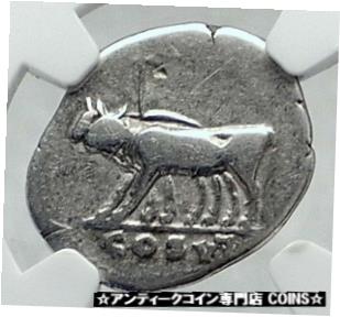 【極美品/品質保証書付】 アンティークコイン コイン 金貨 銀貨 送料無料 TITUS as Caesar under Vespasian Ancient Silver Roman Coin YOKE OXEN NGC i81464