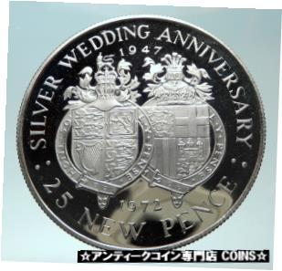  アンティークコイン コイン 金貨 銀貨  1972 GIBRALTAR UK Queen Elizabeth II Silver OLD Proof 25 New Pence Coin i82279