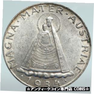 ڶ/ʼݾڽա ƥ    [̵] 1934 AUSTRIA Mariazell Madonna HISTORIC Halos UNC Silver 5 Schilling Coin i88173