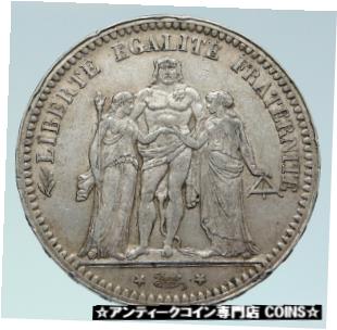 ڶ/ʼݾڽա ƥ    [̵] 1873 A FRANCE Hercules Group Antique VINTAGE Silver 5 Franc French Coin i86432