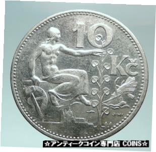 ڶ/ʼݾڽա ƥ  1932 CZECH REPUBLIC Woman &Lime TREE Old Genuine Silver 10 Korun Coin i82482 [̵] #scf-wr-3441-2265