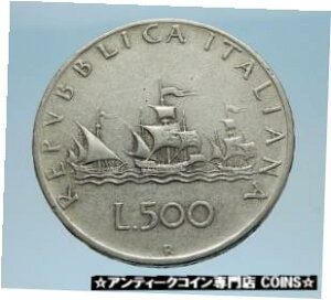 クリストファー・コロンブスがDISCOVER Americaに発送 イタリアの1961年銀貨 i65588CHRISTOPHER COLUMBUS Ships to DISCOVER America 1961 SILVER Coin of ITALY i65588