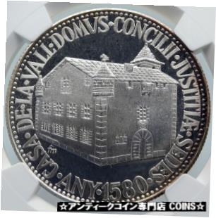 【極美品/品質保証書付】 アンティークコイン コイン 金貨 銀貨 [送料無料] 1965 ANDORRA Council of Justice House OLD PROOF Silver 50 Diners Coin NGC i85461
