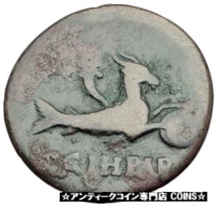 yɔi/iۏ؏tz AeB[NRC RC   [] COMMODUS 177AD Authentic Ancient Roman Coin PARIUM MYSIA Capricorn ZODIAC i65182