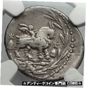 ローマ共和国 85BC ヴェヨヴィス ジーニアス ゴート アマルテイア 古代銀貨 NGC i59952Roman Republic 85BC Vejovis Genius Goat Amaltheia Ancient Silver Coin NGC i59952