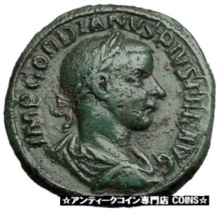 yɔi/iۏ؏tz AeB[NRC RC   [] GORDIAN III 240AD Sestertius Big Ancient Rare Roman Coin SOL SUN Rare i55111