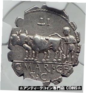 ڶ/ʼݾڽա ƥ    [̵] Roman Republic 81BC CERES &BULLS Plowing Ancient Silver Roman Coin NGC i80906