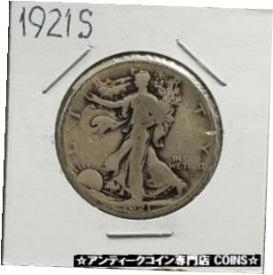 楽天金銀プラチナ　ワールドリソース【極美品/品質保証書付】 アンティークコイン コイン 金貨 銀貨 [送料無料] 1921 S Walking Liberty 90％ Silver Eagle Half Dollar Coin Choice G Good Condition