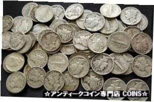 楽天金銀プラチナ　ワールドリソース【極美品/品質保証書付】 アンティークコイン コイン 金貨 銀貨 [送料無料] Bulk Lot Full Date Mercury Silver Dime 90％ 50 Coin $5.00 Face Roll Collection
