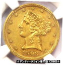 1903 プルーフ リバティ ゴールド ハーフ イーグル $5 コイン - NGC プルーフ AU 詳細 (PR/PF) - レア!1903 PROOF Lib...