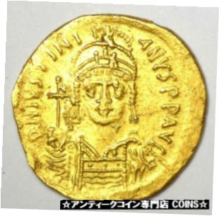  アンティークコイン コイン 金貨 銀貨  Byzantine Justinian I AV Solidus Gold Cross Coin 527-565 AD - Good VF / XF