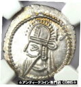 パルティア ヴォロガセス VI AR ドラクマ銀貨 208-228 AD - 認定 NGC AUParthian Vologases VI AR Drachm Silver Coin 208-228 AD - Certified NGC AU(3)