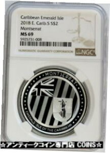 2018 シルバー モンセラート $2 カリブ海のエメラルド島 1 オンス コイン NGC MS 692018 SILVER MONTSERRAT $2 EMERALD ISLE OF THE CARIBBEAN 1 OZ COIN NGC MS 69