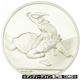 【極美品/品質保証書付】 アンティークコイン コイン 金貨 銀貨 送料無料 713238 France, Medal, Peinture, Michel Ange, David et Goliath, Monassi