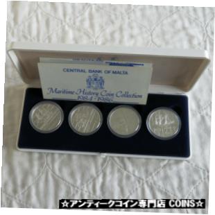 ڶ/ʼݾڽա ƥ    [̵] MALTA 1984 MARITIME HISTORY 4 X 5 LIRI SILVER PROOF SET - cased/coa