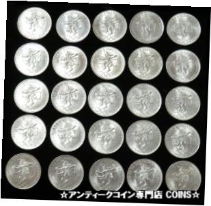 【極美品/品質保証書付】 アンティークコイン コイン 金貨 銀貨 送料無料 25 COIN ROLL 1968 SILVER MEXICO 25 PESO MINT STATE MAYAN DANCER OLYMPIC COINS
