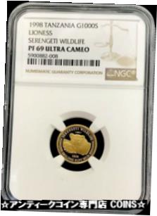  アンティークコイン コイン 金貨 銀貨  1998 GOLD TANZANIA 1000 SHILLINGI 1/10 OZ LIONESS SERENGETI NGC PROOF 69 UC