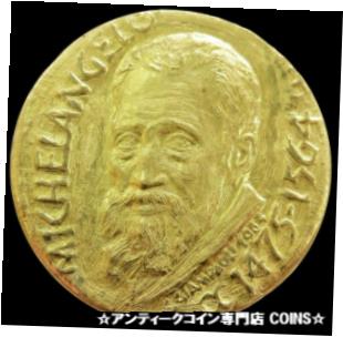 【極美品/品質保証書付】 アンティークコイン コイン 金貨 銀貨 送料無料 1964 GOLD VATICAN ITALIAN MICHELANGELO 400th ANNIVERSARY MEDAL BY P. GIAMPAOLI