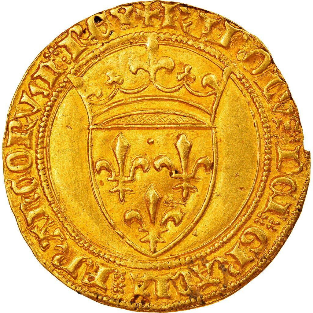  アンティークコイン コイン 金貨 銀貨   Coin, France, Charles VI, Ecu d'or, Uncertain Mint, AU(55-58), Gold