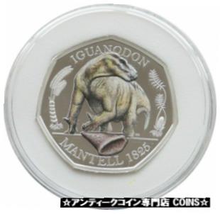  アンティークコイン コイン 金貨 銀貨  2020 Dinosauria Iguanodon Colour 50p Fifty Pence Silver Proof Coin Box Coa