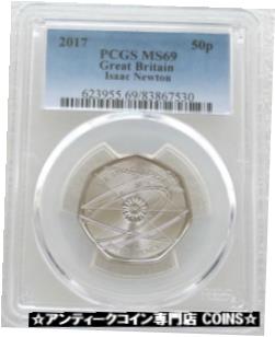  アンティークコイン コイン 金貨 銀貨  2017 Sir Isaac Newton 50p Fifty Pence Coin PCGS MS69