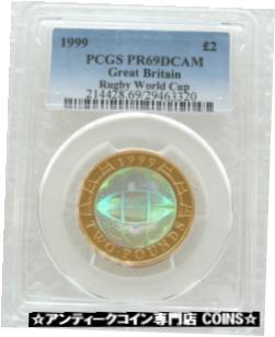  アンティークコイン コイン 金貨 銀貨  1999 Rugby Hologram Piedfort ?2 Two Pound Silver Proof Coin PCGS PR69 DCAM