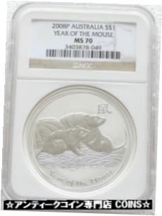  アンティークコイン コイン 金貨 銀貨  2008 Australia Lunar Mouse $1 One Dollar Silver 1oz Coin NGC MS70