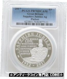  アンティークコイン コイン 金貨 銀貨  2017 Sapphire Jubilee UK Piedfort ?5 Five Pound Silver Proof Coin PCGS PR70 DCAM