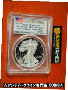  アンティークコイン コイン 金貨 銀貨  2016 W PROOF SILVER EAGLE PCGS PR70 DCAM FLAG FIRST DAY OF ISSUE 1 OF 1500