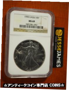  アンティークコイン コイン 金貨 銀貨  1990 $1 AMERICAN SILVER EAGLE NGC MS69 CLASSIC BROWN LABEL