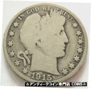 【極美品/品質保証書付】 アンティークコイン コイン 金貨 銀貨 送料無料 1915 SILVER UNITED STATES BARBER HALF DOLLAR COIN GOOD CONDITION