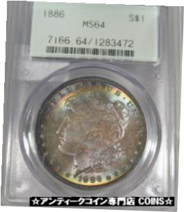 ڶ/ʼݾڽա ƥ    [̵] 1886-P Silver Morgan Dollar 2-Side Rainbow Tone PCGS MS64 Coin SAM90