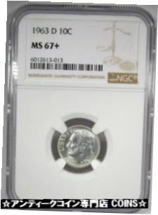 ڶ/ʼݾڽա ƥ    [̵] 1963-D Low Pop Silver Roosevelt Dime NGC MS67+ Coin AJ126