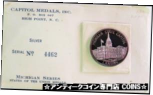 【極美品/品質保証書付】 アンティークコイン コイン 金貨 銀貨 送料無料 1962 SILVER US CAPITOL SERIES LANSING MICHIGAN COMMEMORATIVE STATE MEDAL