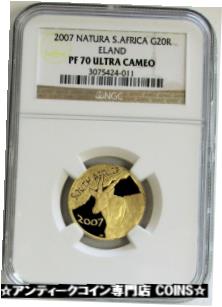 【極美品/品質保証書付】 アンティークコイン コイン 金貨 銀貨 送料無料 2007 GOLD SOUTH AFRICA NGC PROOF 70 ULTRA CAMEO NATURA 20 RAND ELAND COIN