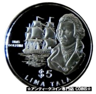 yɔi/iۏ؏tz AeB[NRC RC   [] 1989 SILVER PROOF TOKELAU IS 500 MINTED $5 TALA CAPTAIN JOHN BYRON COIN