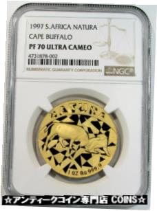1997 ゴールド 南アフリカ ケープ バッファロー NATURA NGC プルーフ 70 ウルトラ カメオ 1オンス #got-wr-3606-828 1997 GOLD SOUTH AFRICA CAPE BUFFALO NATURA NGC PROOF 70 ULTRA CAMEO 1oz #got-wr-3606-828