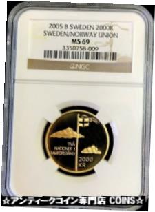 ڶ/ʼݾڽա ƥ    [̵] 2005 B GOLD SWEDEN 12 GRAMS 2000 KRONOR SWEDEN NORWAY UNION NGC MINT STATE 69
